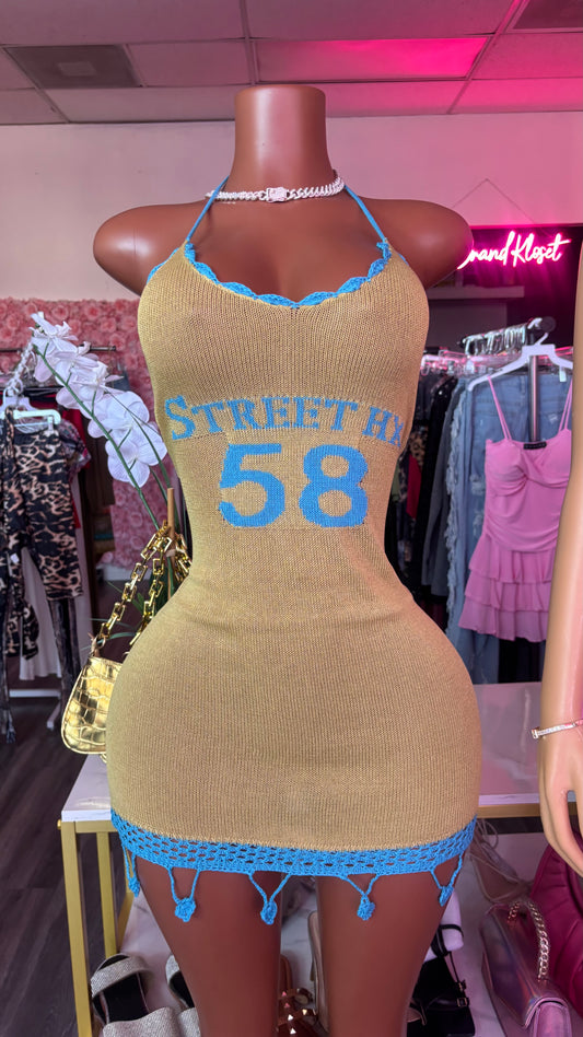 Blue Flame Crochet Dress