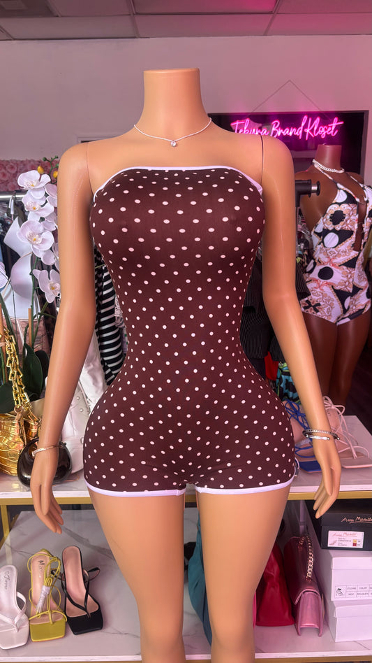 Brown polkadot Romper