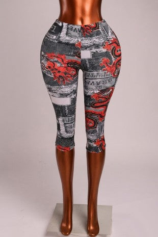 Dragon Print with red top